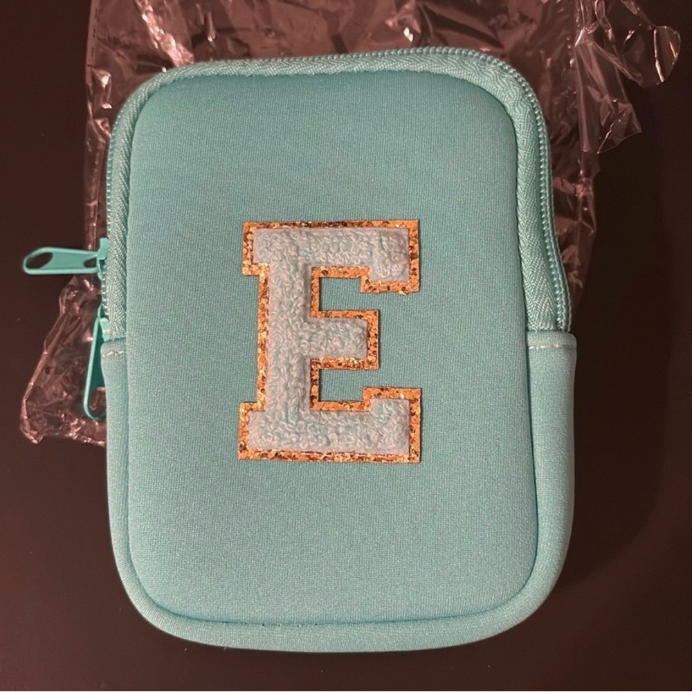 Teal Initial E Pouch